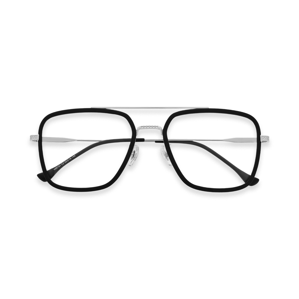 Devon Black Silver Double Bridge Eyeglasses | EYDOLOGY