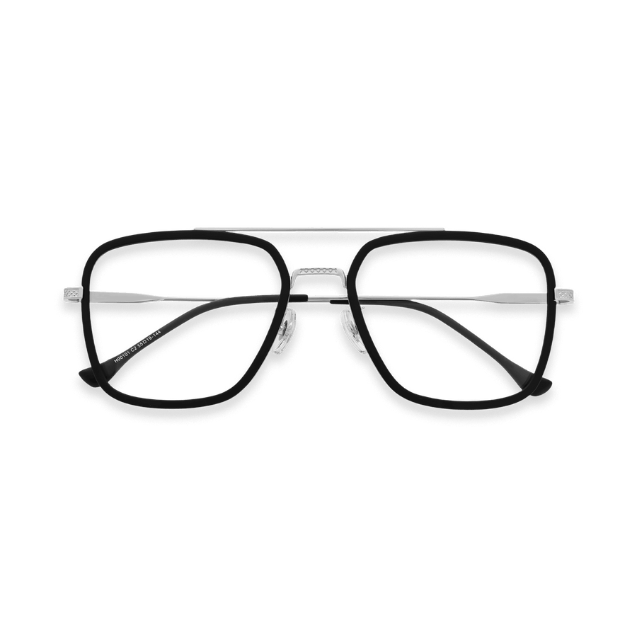 Devon Black Silver Double Bridge Eyeglasses | EYDOLOGY