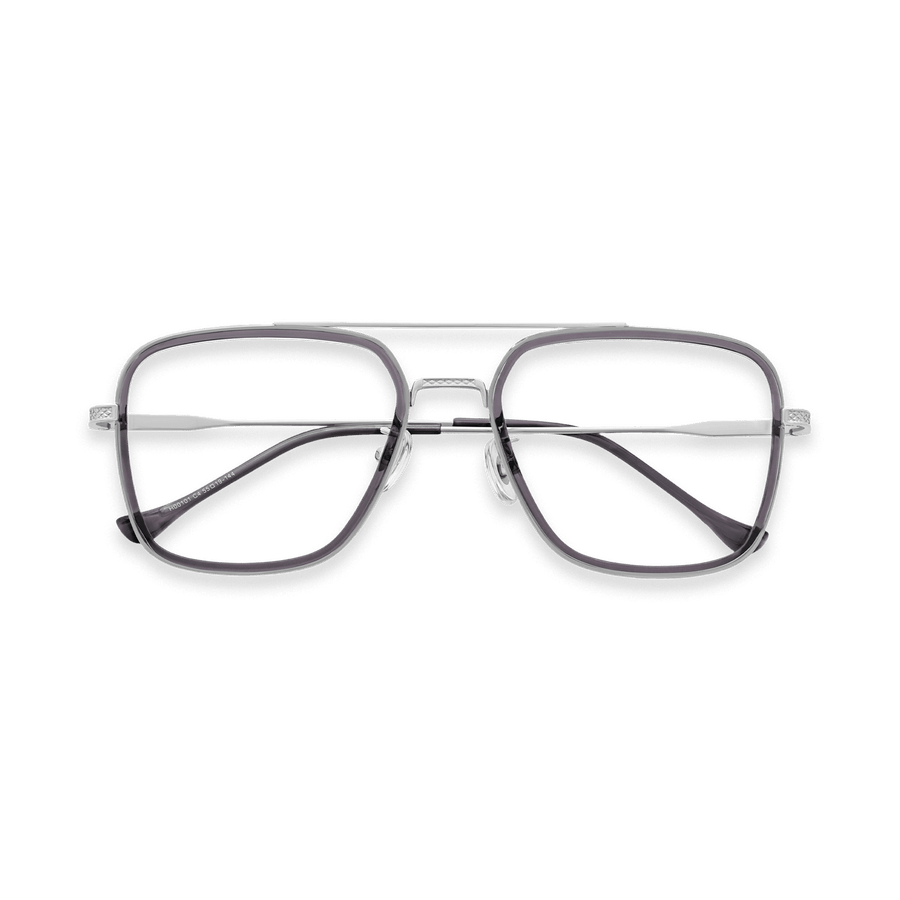 Devon Clear Dark Grey Chrome Double Bridge Eyeglasses | EYDOLOGY