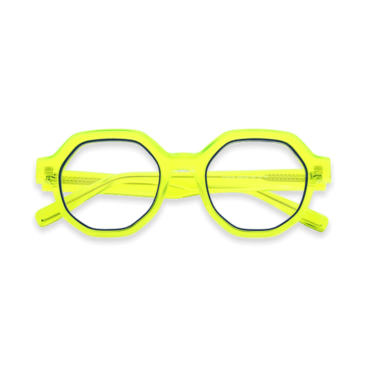 Eliseo Neon Green Geometric Eyeglasses | EYDOLOGY