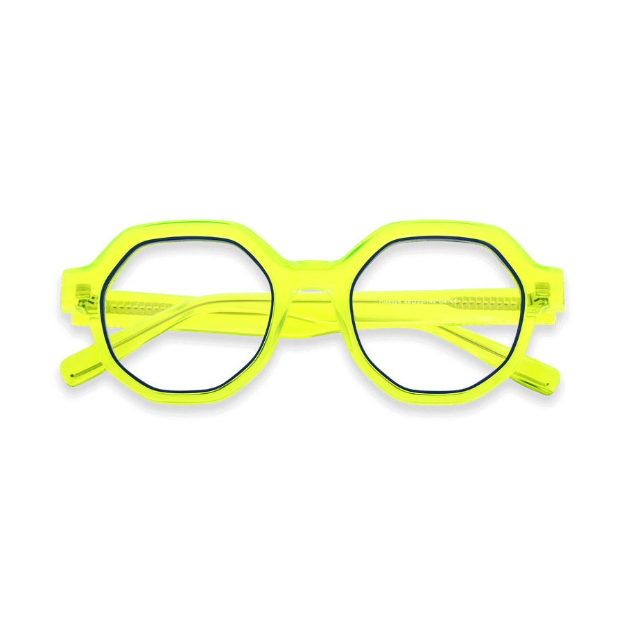 Eliseo Neon Green Geometric Eyeglasses | EYDOLOGY
