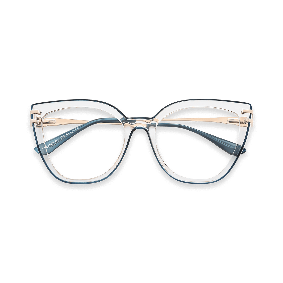 Elliana Gold Blue Cat Eye Eyeglasses | EYDOLOGY