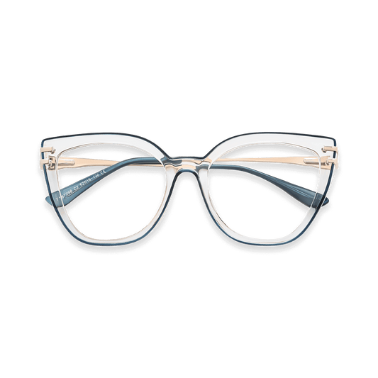 Elliana Gold Blue Cat Eye Eyeglasses | EYDOLOGY