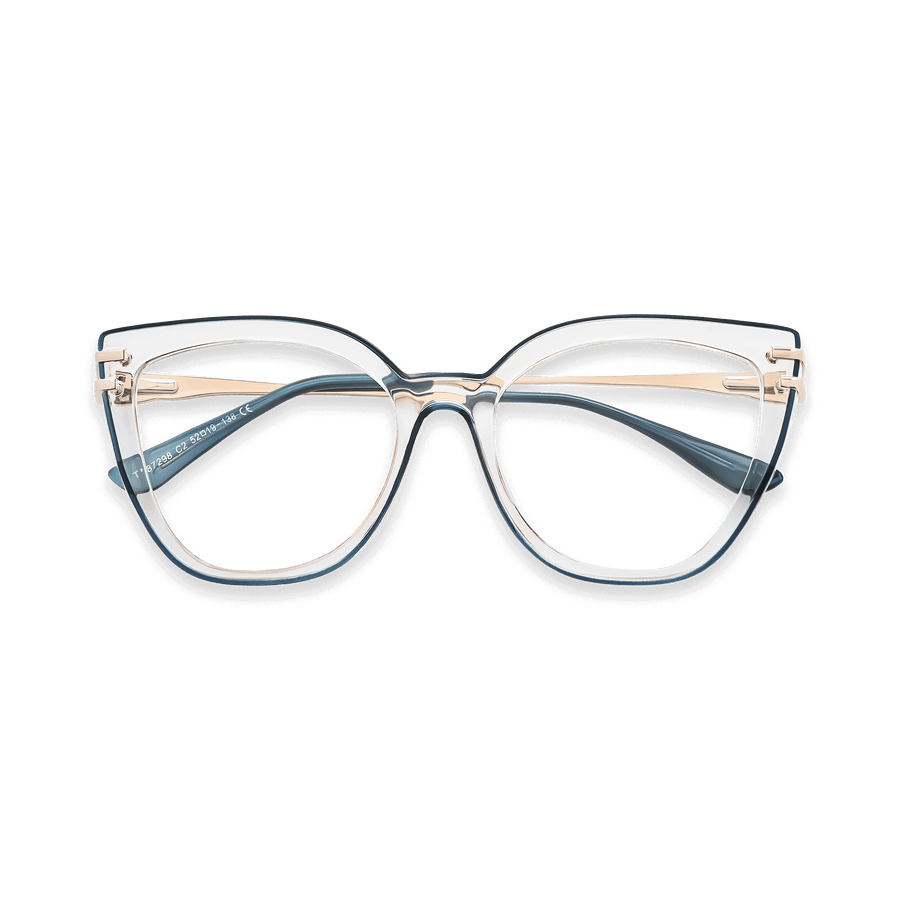 Elliana Gold Blue Cat Eye Eyeglasses | EYDOLOGY