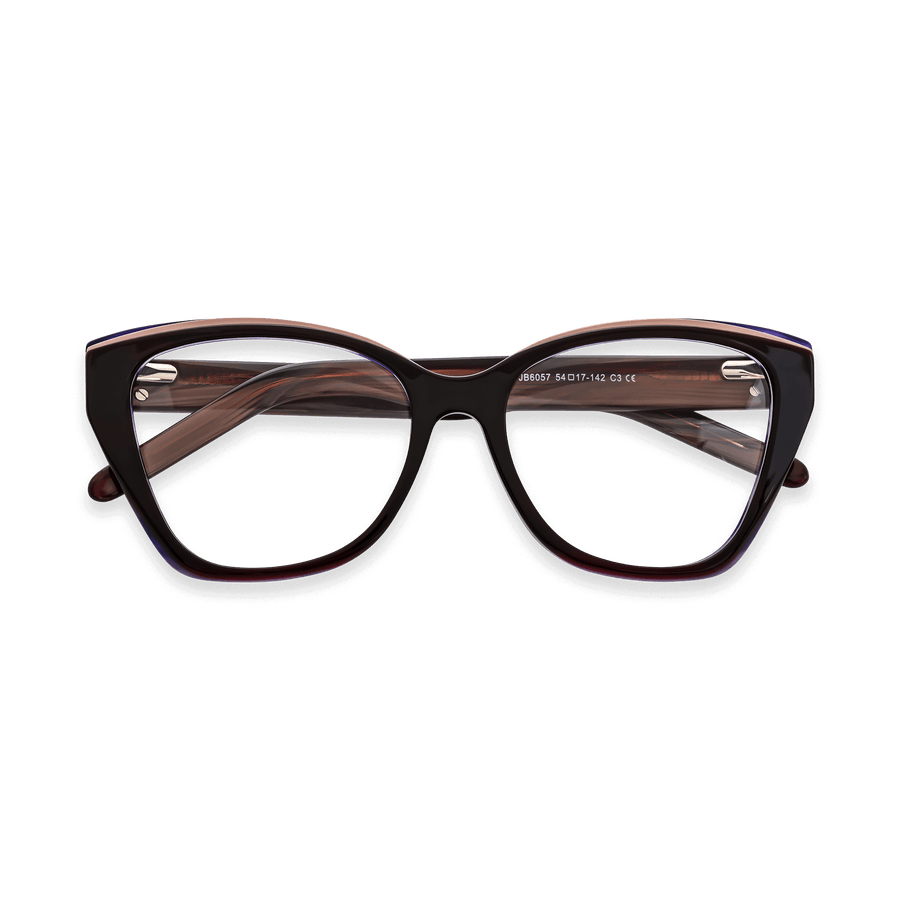 Elliott Dark Red w Purple inside Cat Eye Eyeglasses | EYDOLOGY