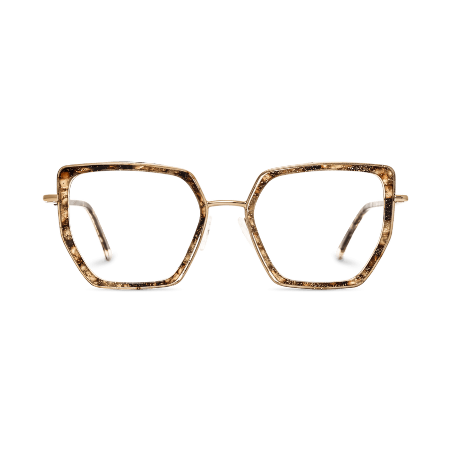 Ellis Glitter Brown Tortoise Geometric Eyeglasses | EYDOLOGY