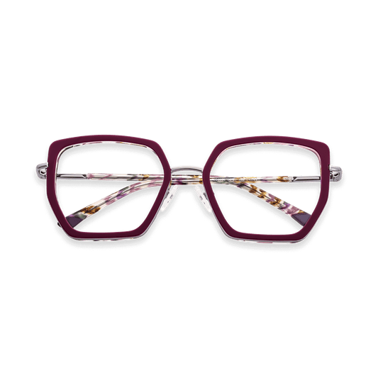 Ellis Plum Geometric Eyeglasses | EYDOLOGY