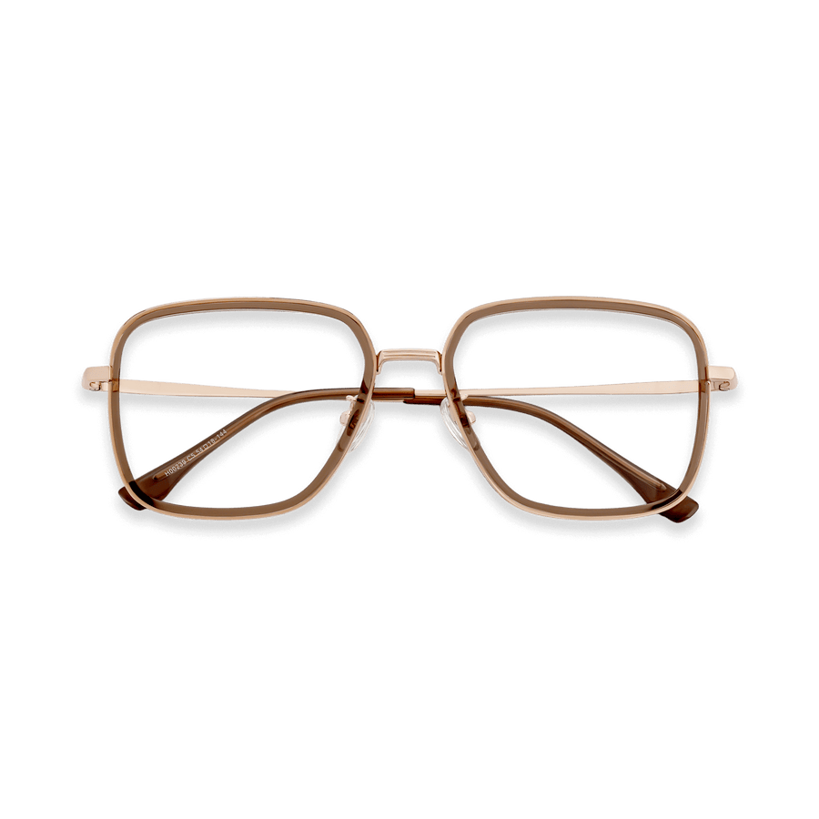 Enzo Crystal Brown Rose Gold Square Eyeglasses | EYDOLOGY