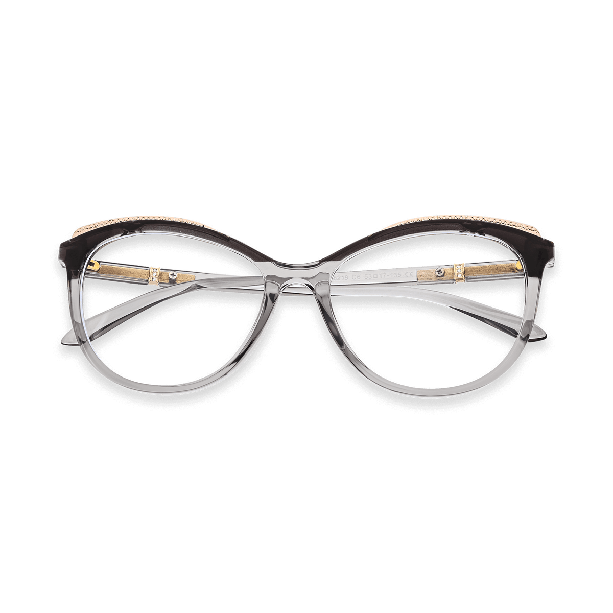 Everly Semi Black Grey Cat Eye Eyeglasses | EYDOLOGY