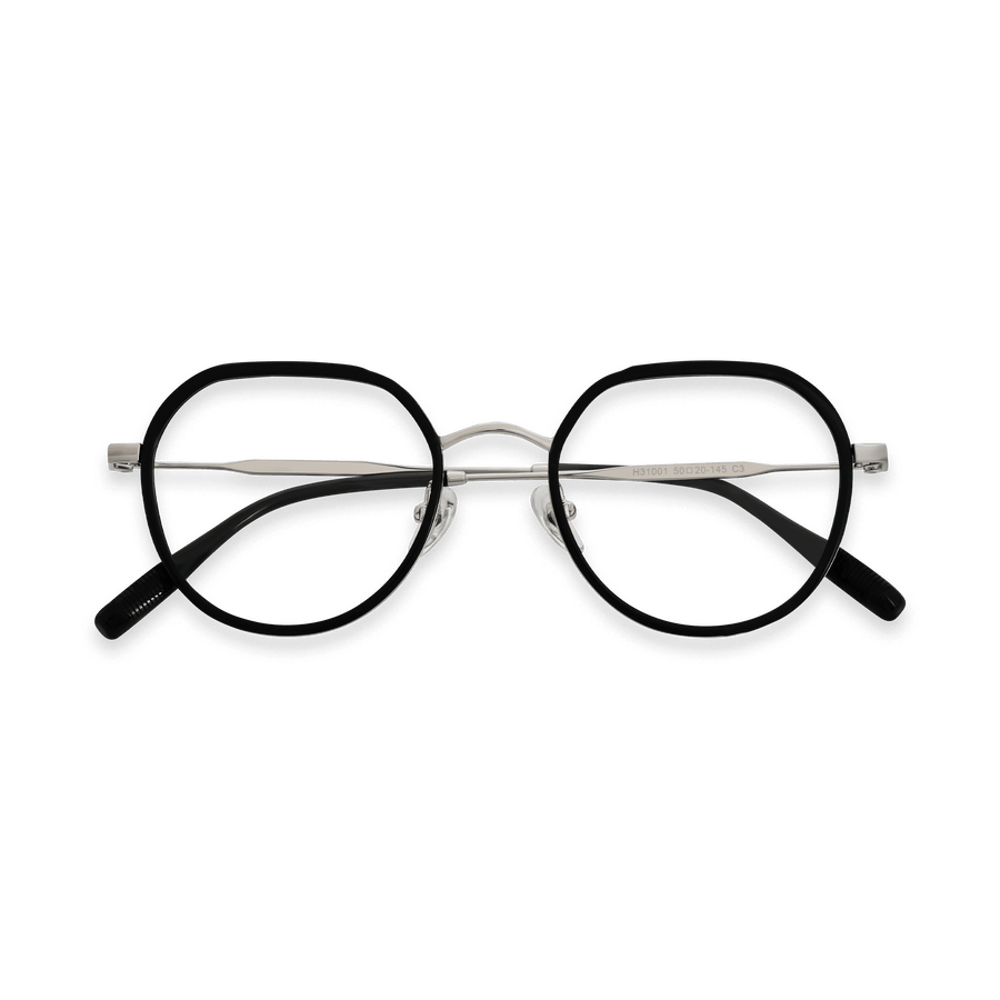 Graham Black Silver Geometric Eye Eyeglasses | EYDOLOGY