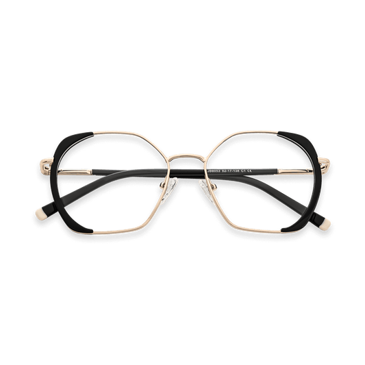 Idris Black Geometric Eyeglasses | EYDOLOGY