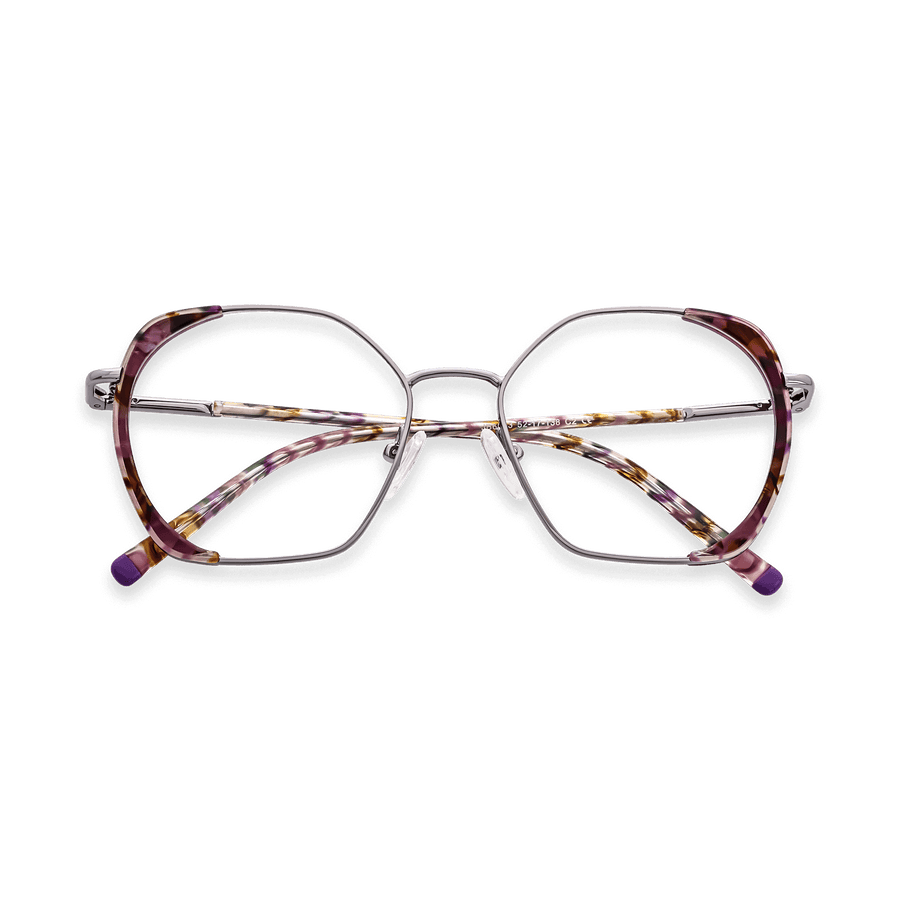 Idris Purple Flower Geometric Eyeglasses | EYDOLOGY