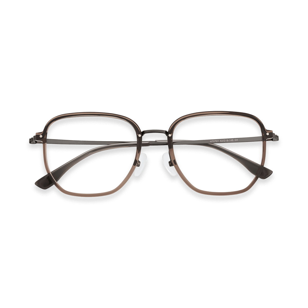 Jair Clear Light Coffee Gun Square Eyeglasses | EYDOLOGY