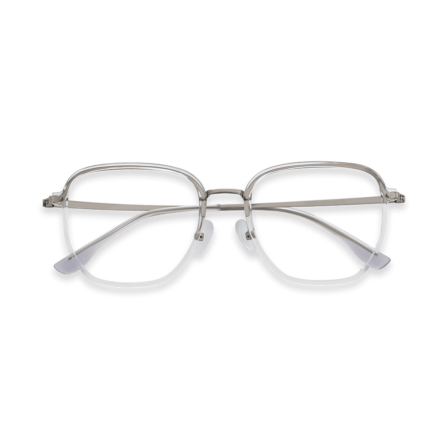 Jair Clear White Silver Square Eyeglasses | EYDOLOGY