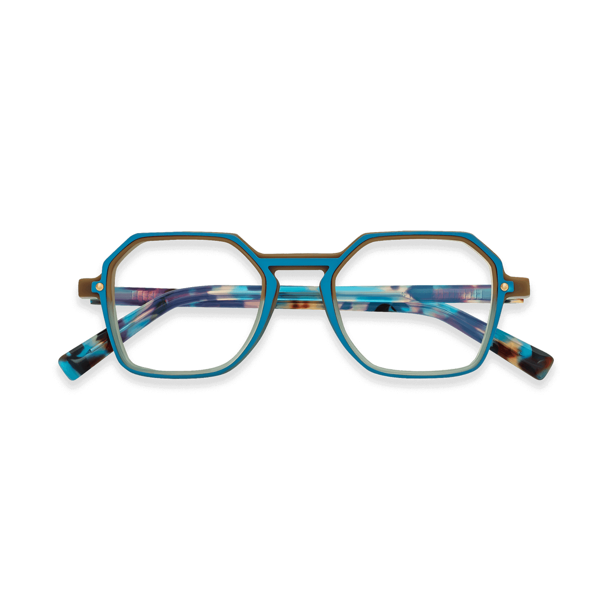 Jaxen Brown Gradient Geometric Eyeglasses | EYDOLOGY