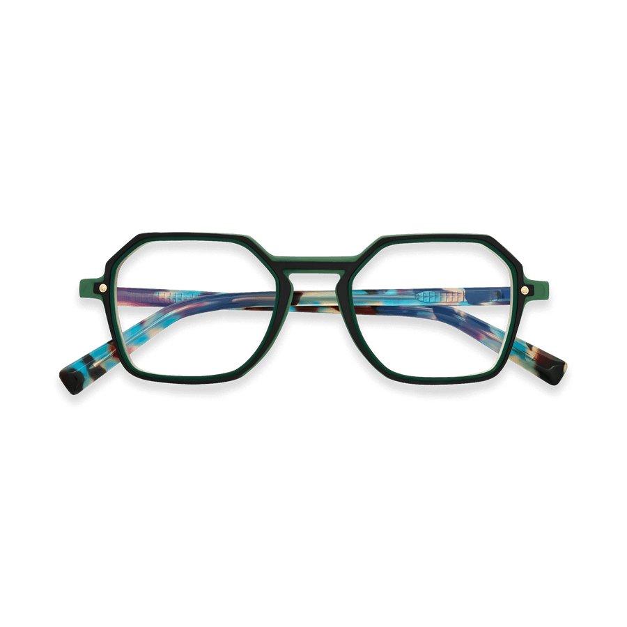 Jaxen Grass Green Geometric Eyeglasses | EYDOLOGY