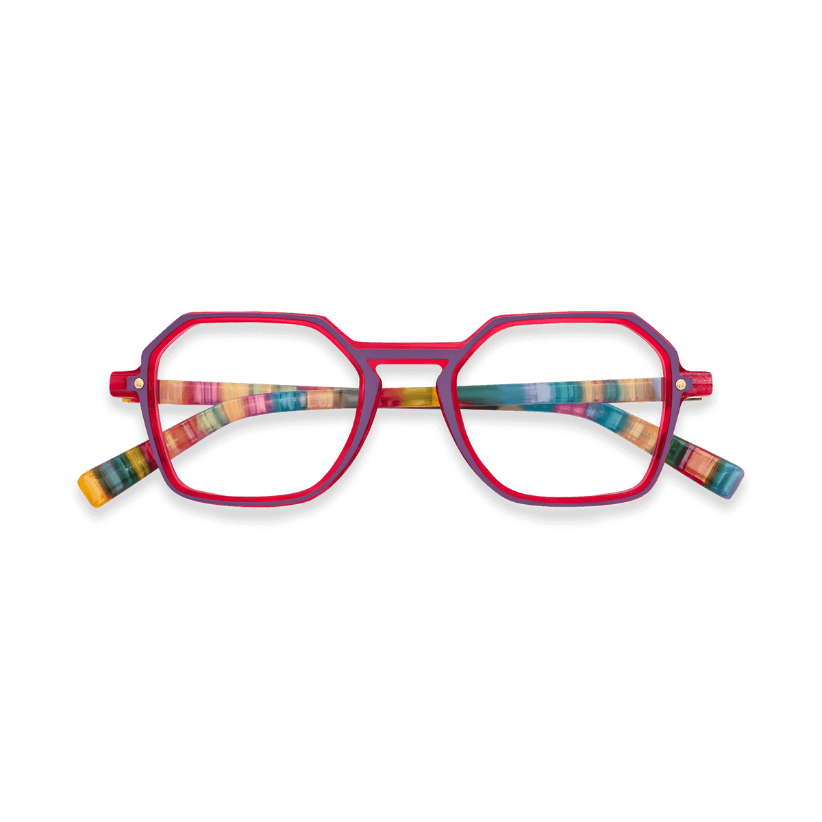 Jaxen Pearlescent Red Geometric Eyeglasses | EYDOLOGY