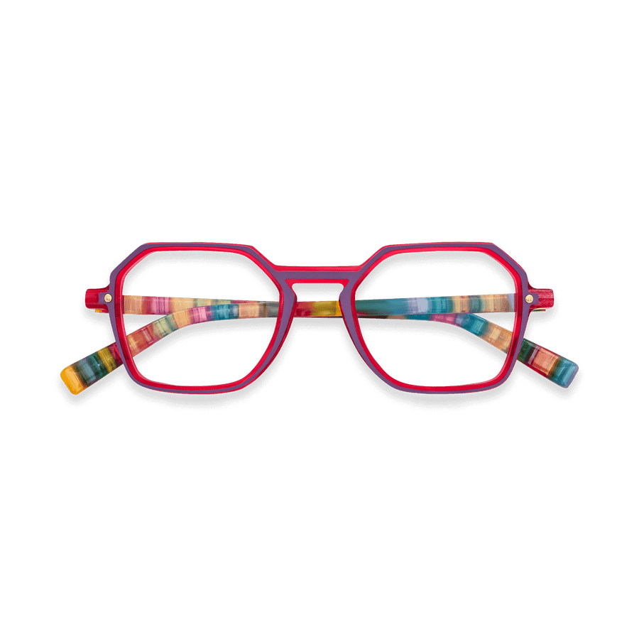 Jaxen Pearlescent Red Geometric Eyeglasses | EYDOLOGY