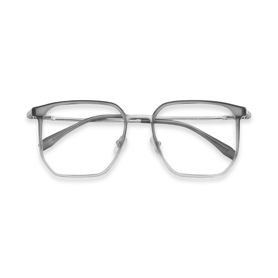 Jose Crystal Gradient Grey Chrome Square Eyeglasses | EYDOLOGY