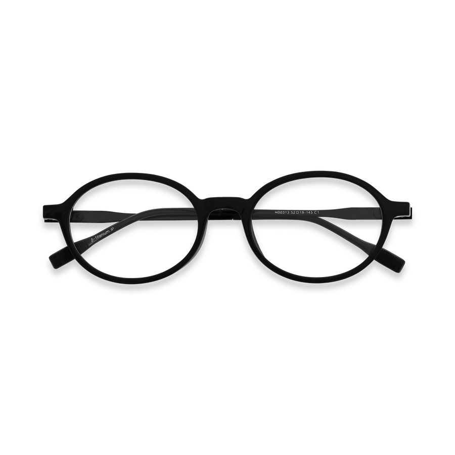 Kaleb Black Oval Eyeglasses | EYDOLOGY