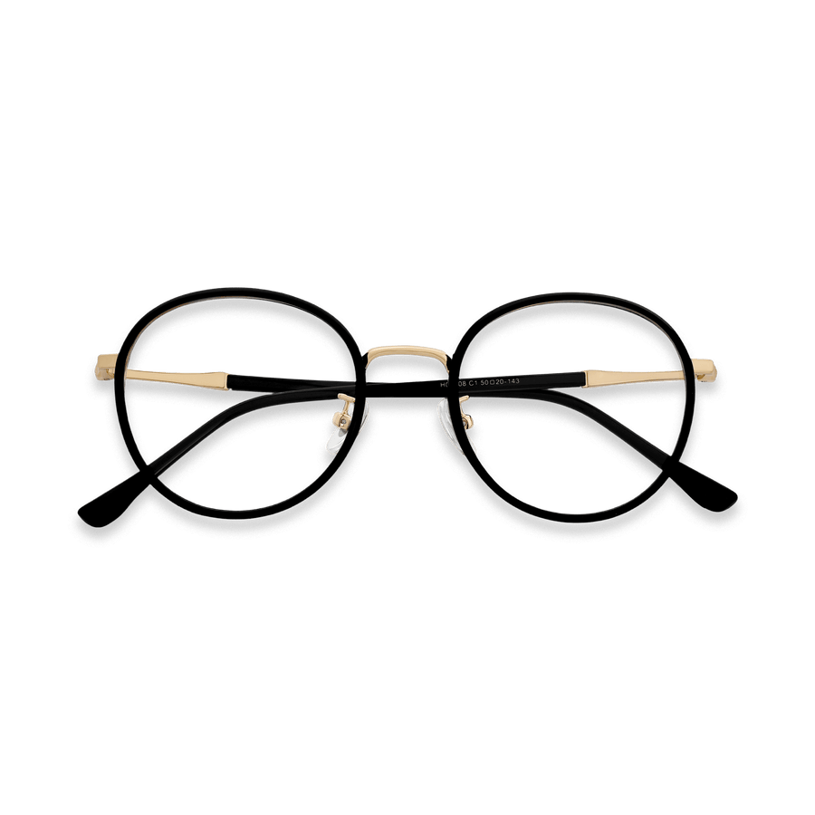 Kameron Black Gold Round Eyeglasses | EYDOLOGY