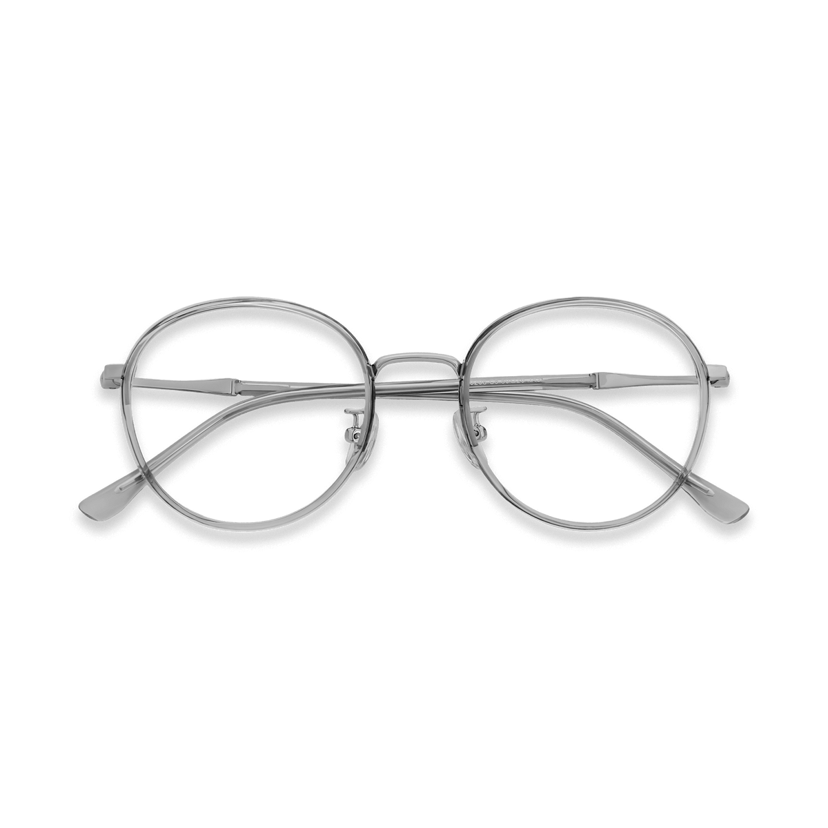 Kameron Crystal Grey Chrome Round Eyeglasses | EYDOLOGY