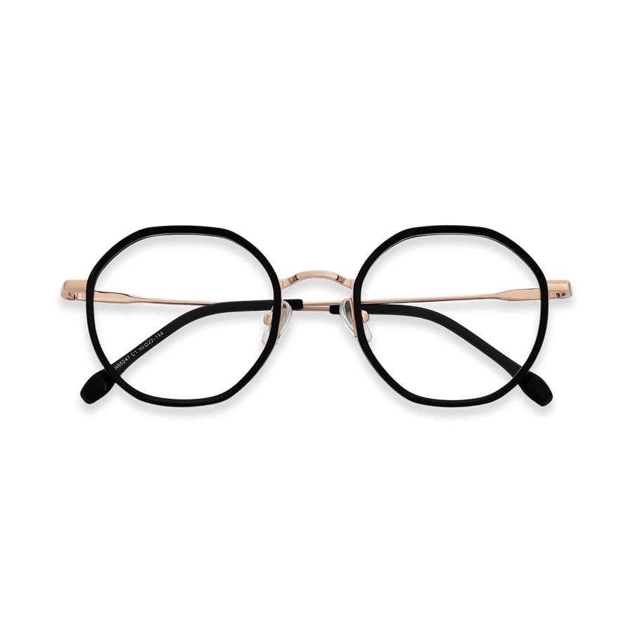 Kamiyah Black Rose Gold Geometric Eyeglasses | EYDOLOGY