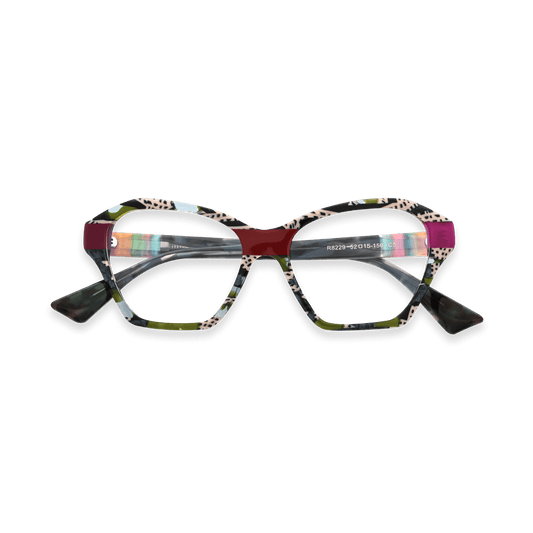 Kori Beige Stripes Cat Eye Eyeglasses | EYDOLOGY