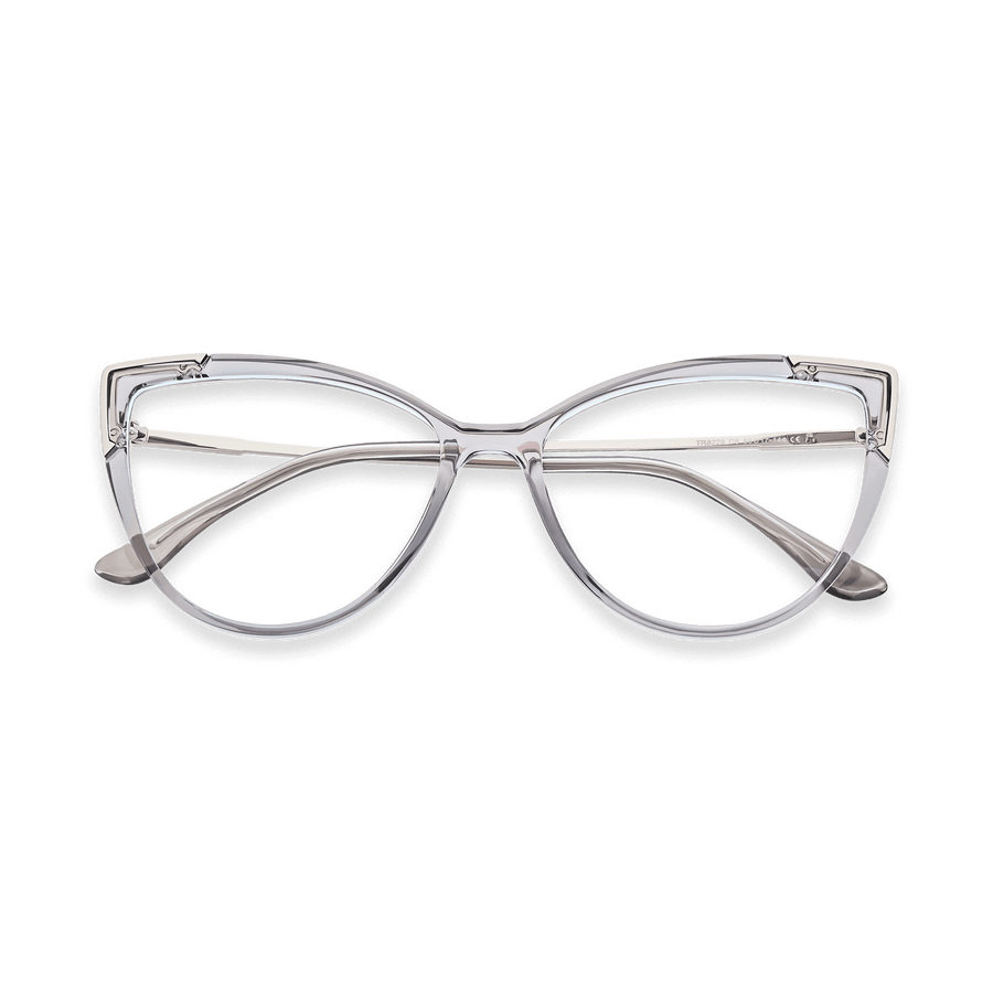 Kyra Transparent Grey Silver Cat Eye Eyeglasses | EYDOLOGY