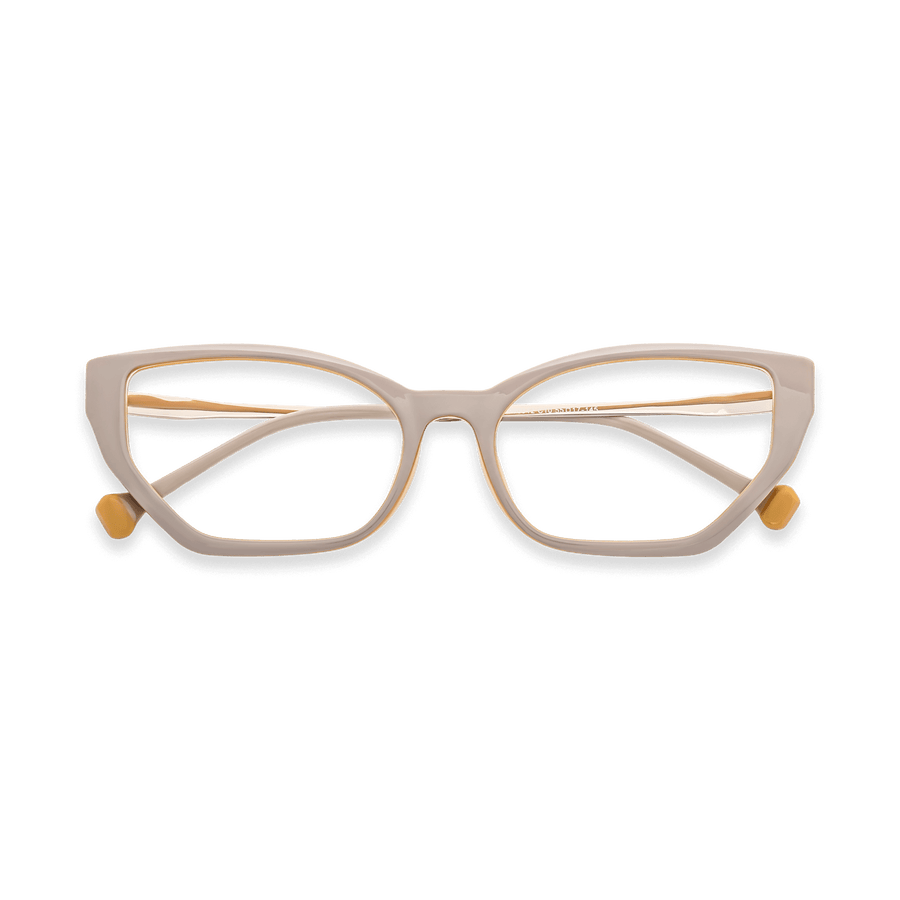 Lan Grey Yellow inside Light Gold Cat Eye Eyeglasses | EYDOLOGY