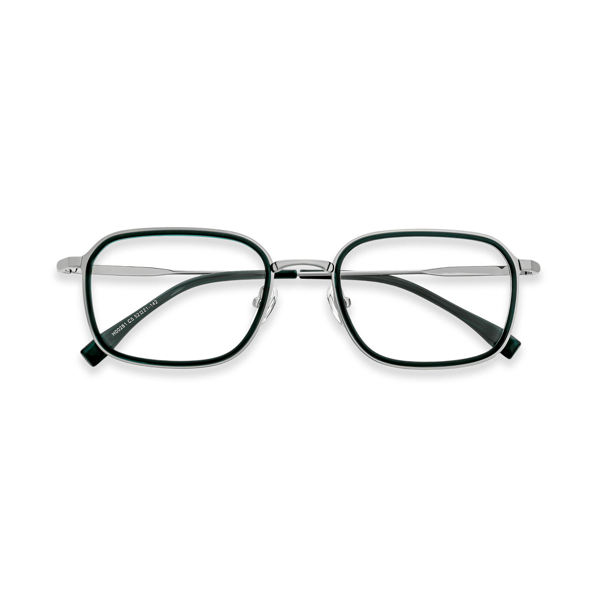 Layton Dark Green Gun Rectangle Eyeglasses | EYDOLOGY