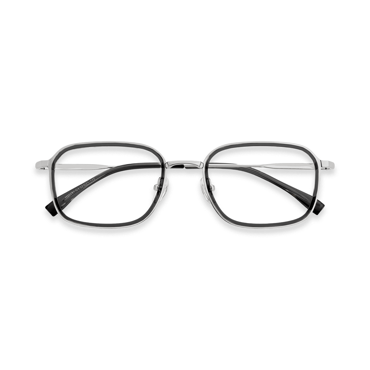 Layton Dark Grey Chrome Rectangle Eyeglasses | EYDOLOGY