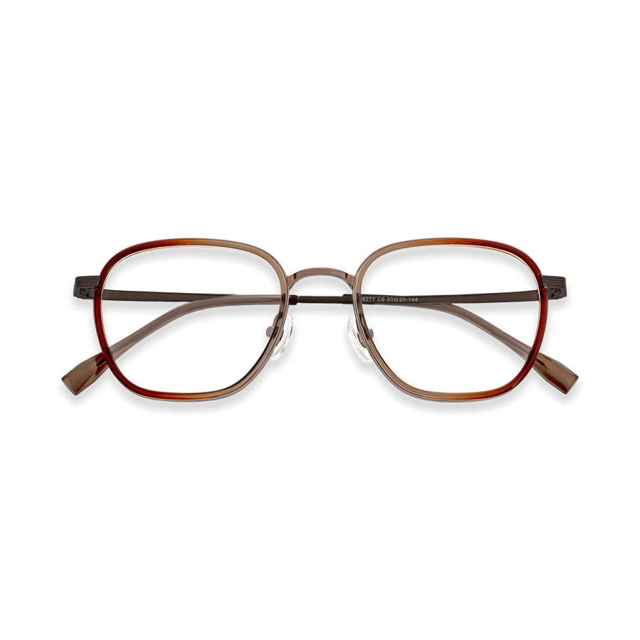 Leighton Trans Orange Brown Square Eyeglasses | EYDOLOGY