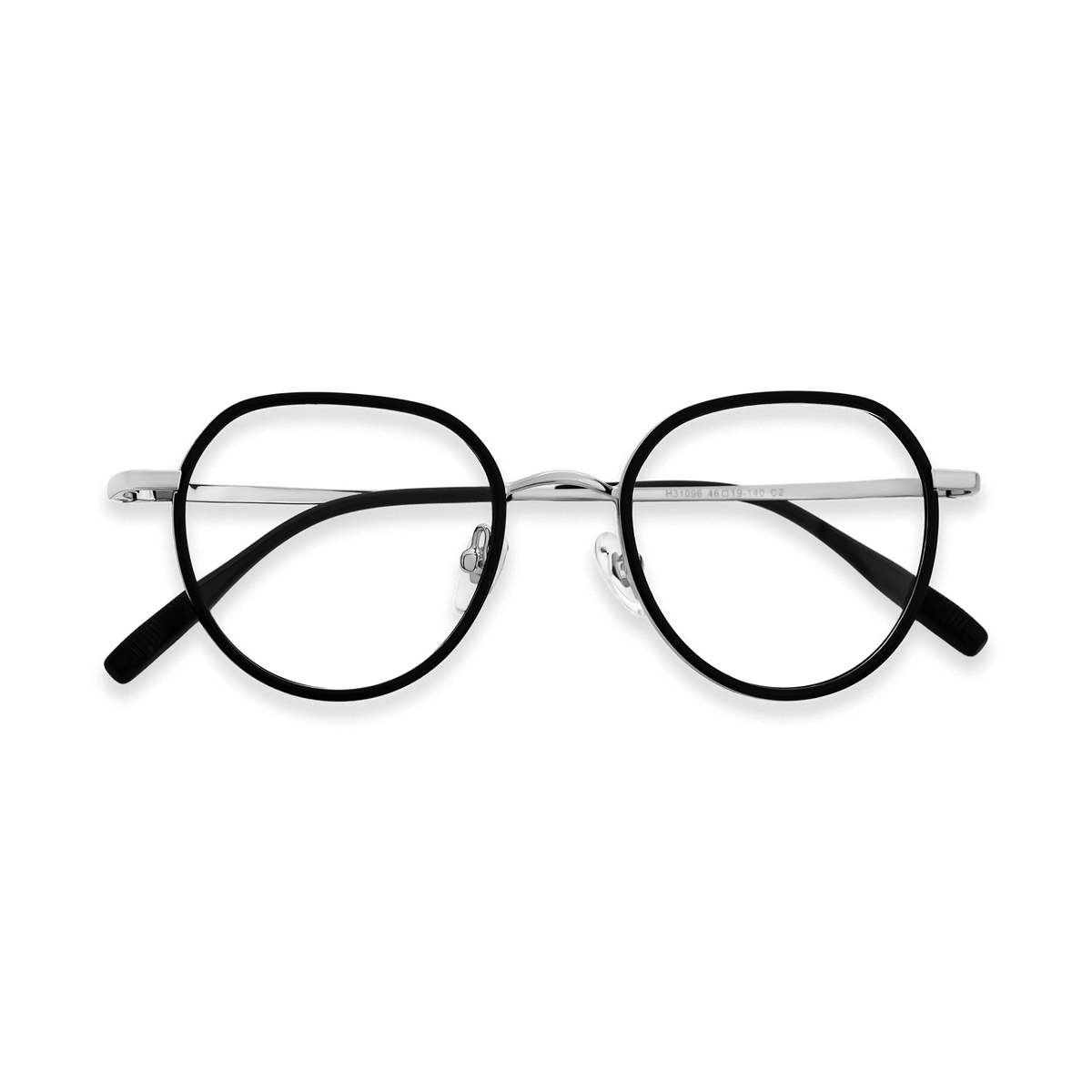 Lennon Black Silver Round Eyeglasses | EYDOLOGY
