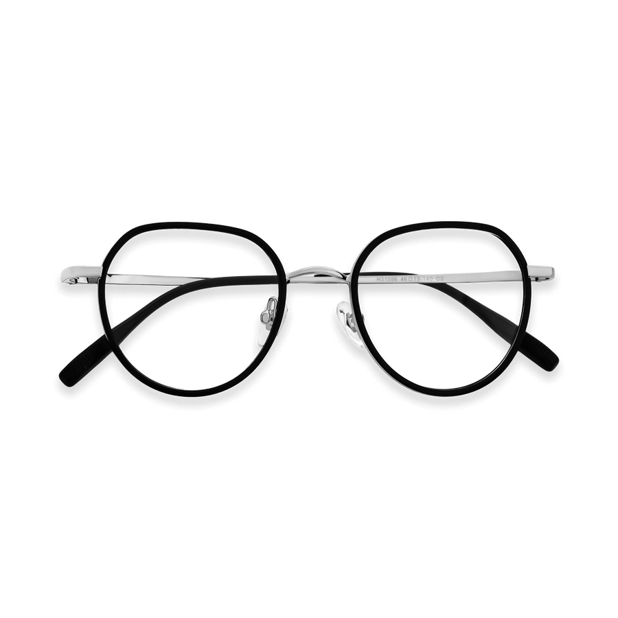 Lennon Black Silver Round Eyeglasses | EYDOLOGY