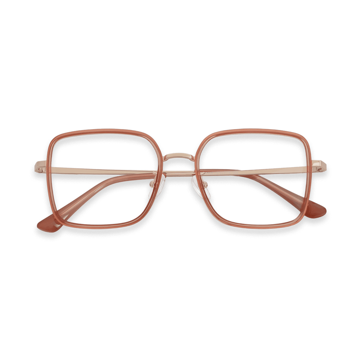 Leonel Orange Pink Rose Gold Square Eyeglasses | EYDOLOGY