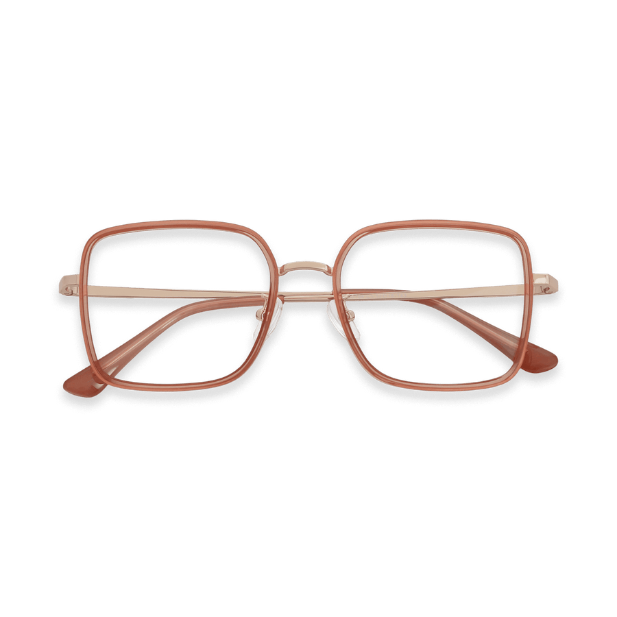Leonel Orange Pink Rose Gold Square Eyeglasses | EYDOLOGY