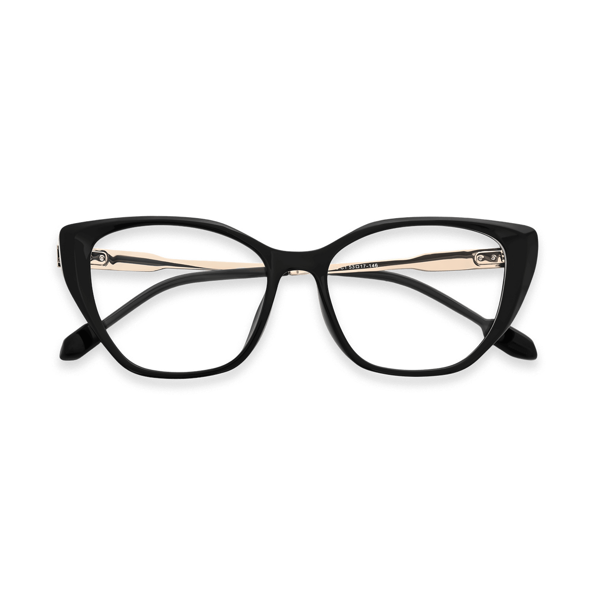 Lina Black Light Gold Cat Eye Eyeglasses | EYDOLOGY