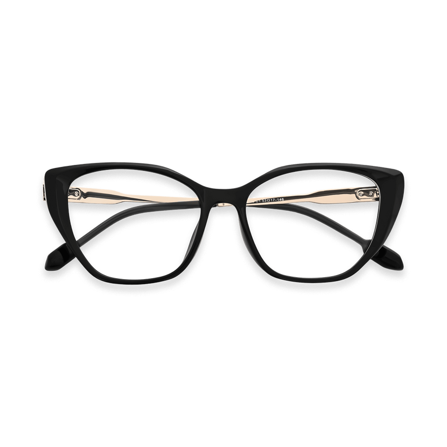 Lina Black Light Gold Cat Eye Eyeglasses | EYDOLOGY