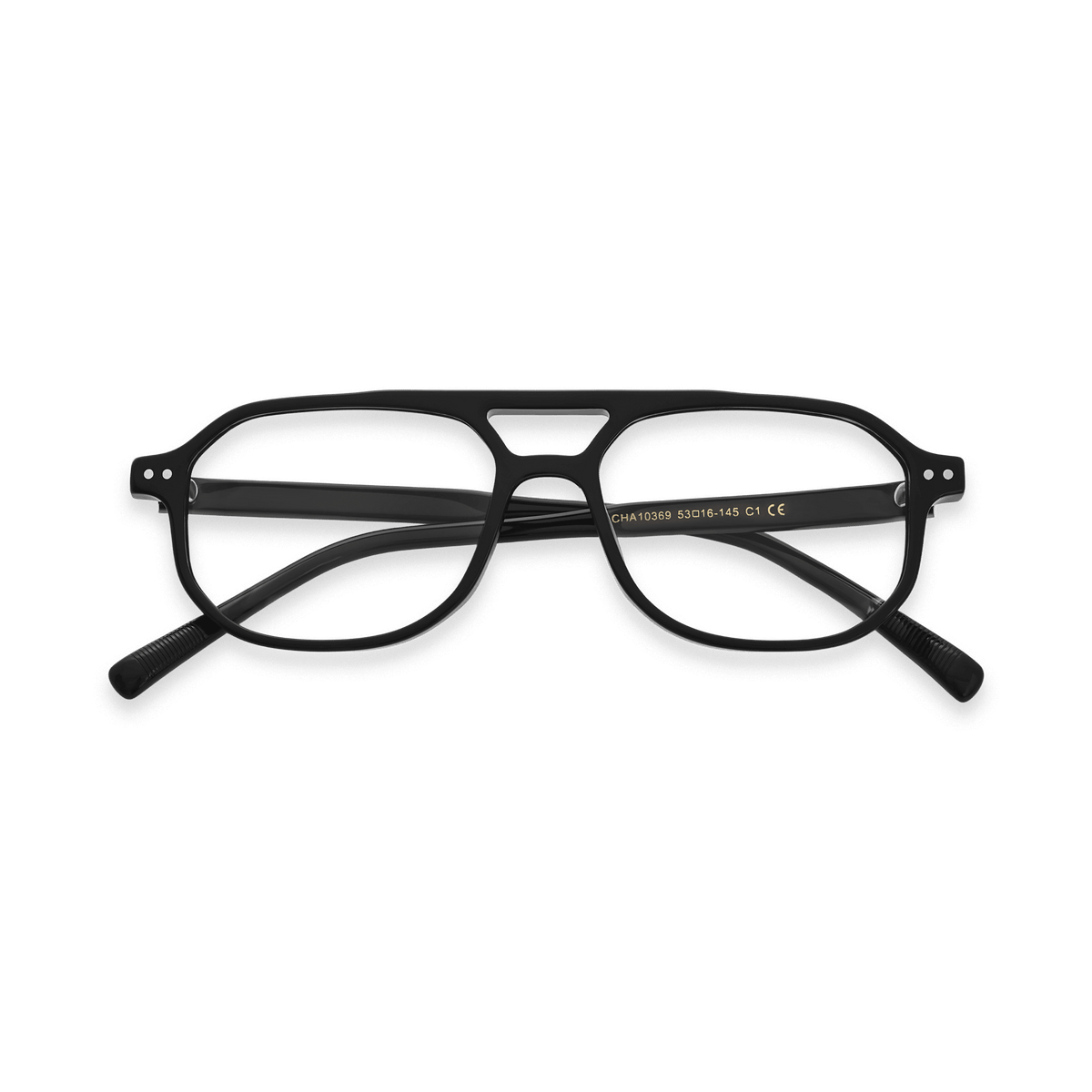 Lorenzo Black Double Bridge Eyeglasses | EYDOLOGY