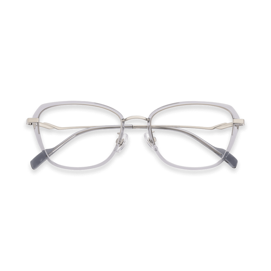 Magdalena Clear Grey Silver Rectangle Eyeglasses | EYDOLOGY
