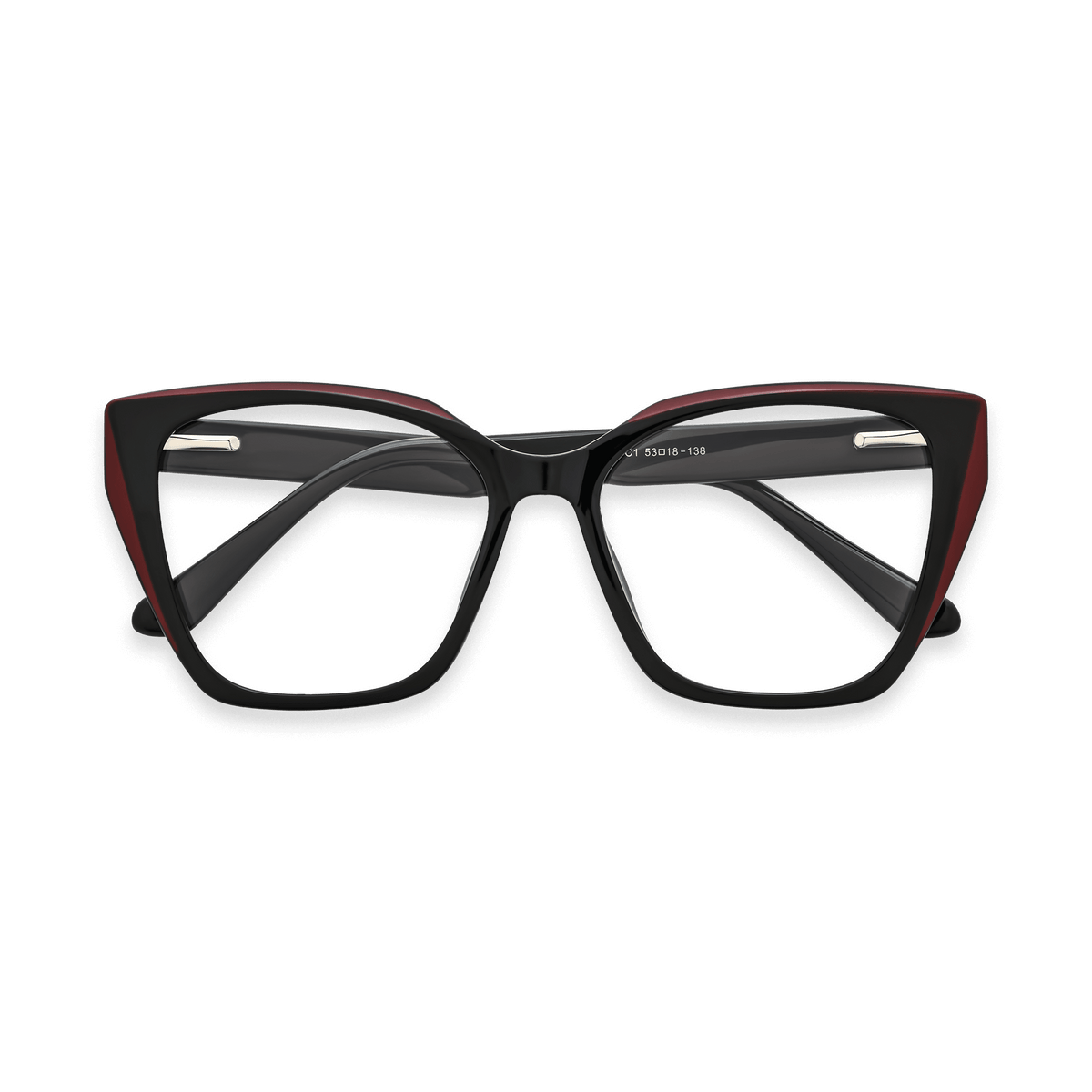 Makayla Black w Red Square Eyeglasses | EYDOLOGY