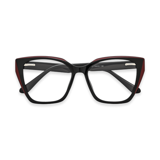 Makayla Black w Red Square Eyeglasses | EYDOLOGY
