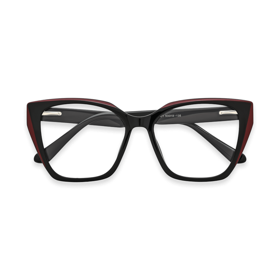 Makayla Black w Red Square Eyeglasses | EYDOLOGY