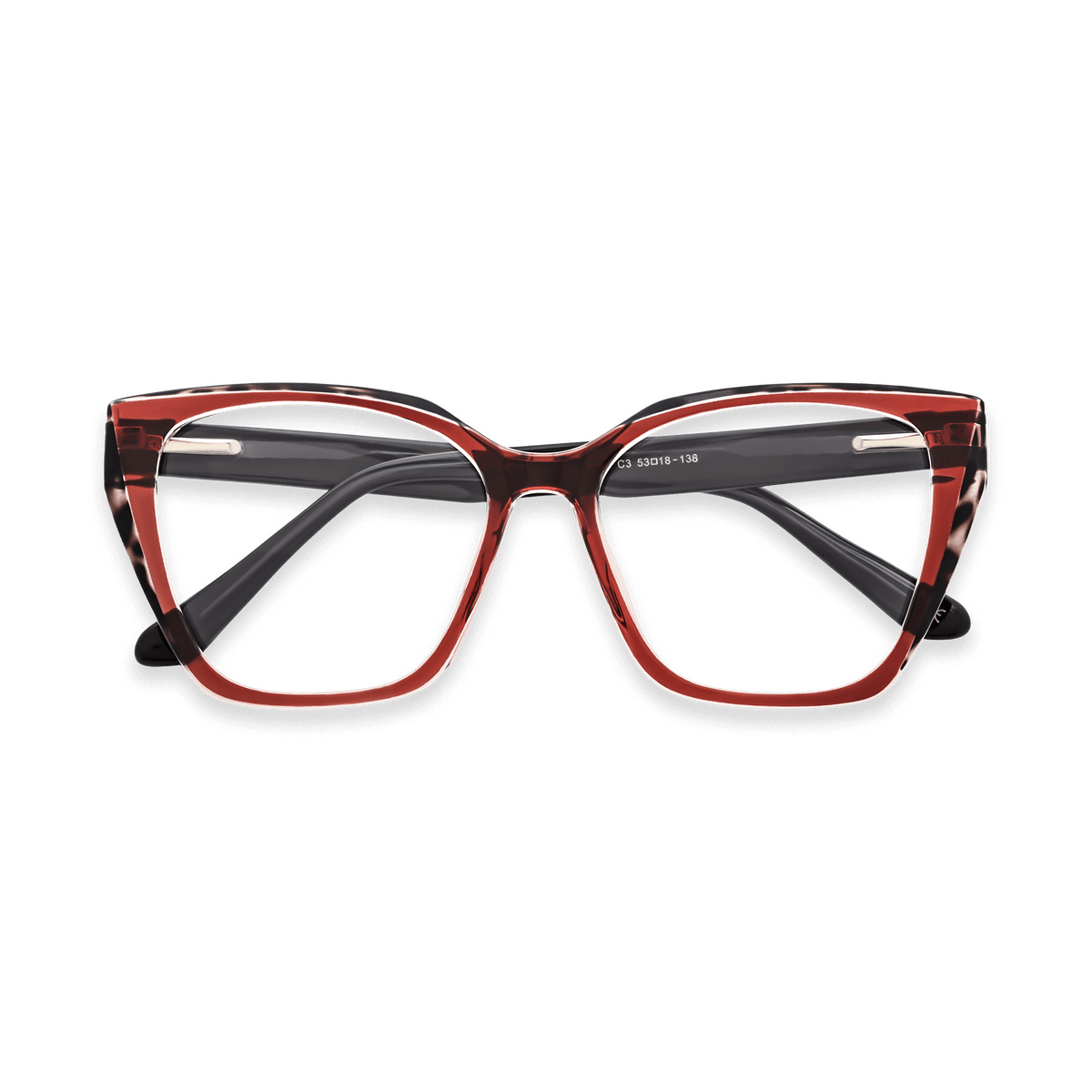 Makayla Crystal Red Square Eyeglasses | EYDOLOGY