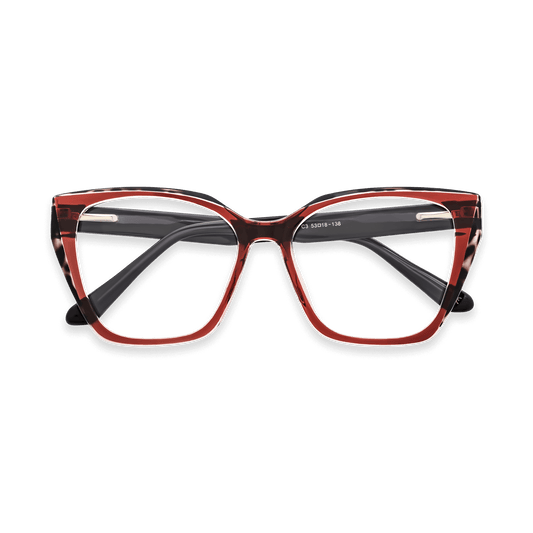 Makayla Crystal Red Square Eyeglasses | EYDOLOGY