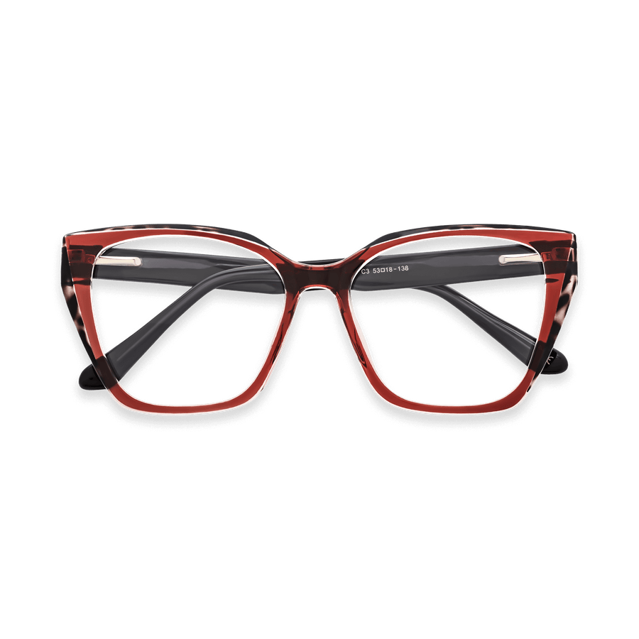 Makayla Crystal Red Square Eyeglasses | EYDOLOGY