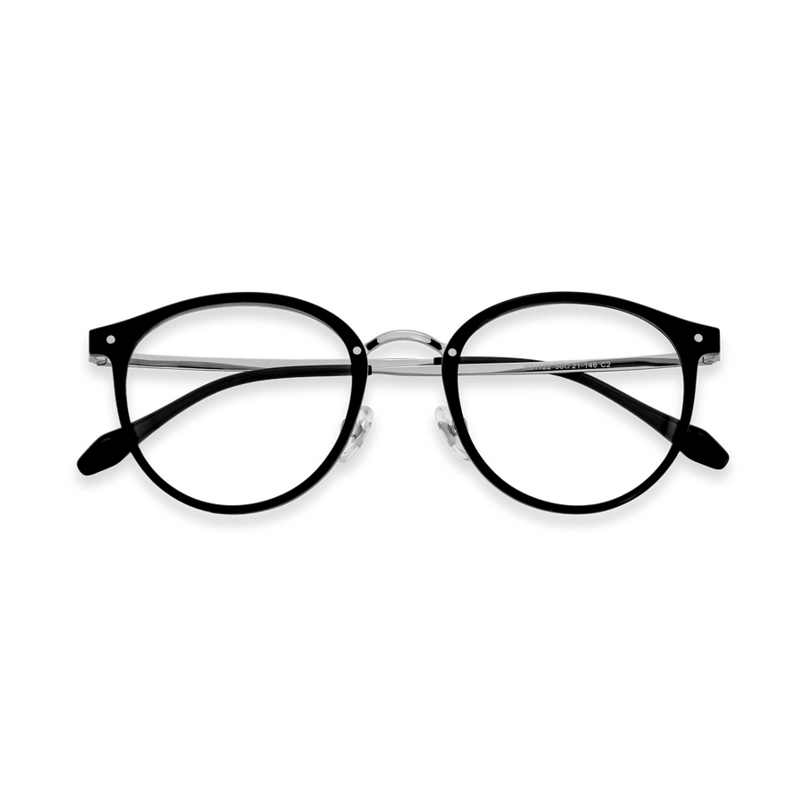 Malcolm Black Silver Round Eyeglasses | EYDOLOGY