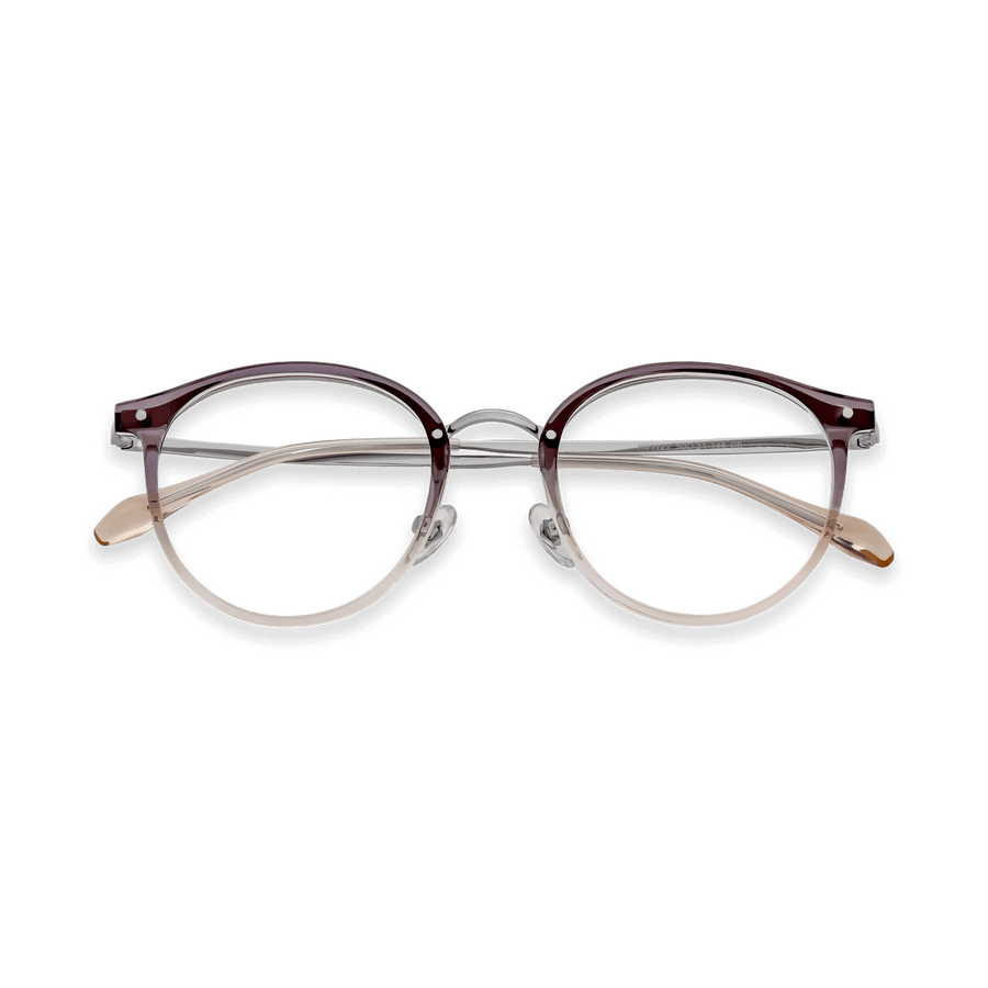 Malcolm Gradient Clear Purple Silver Round Eyeglasses | EYDOLOGY