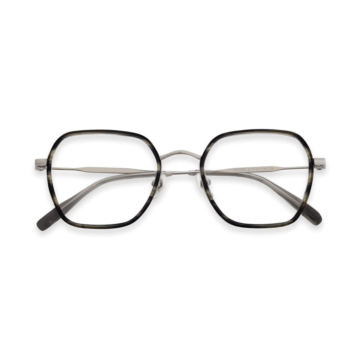 Megan Grey Demi Silver Geometric Eye Eyeglasses | EYDOLOGY
